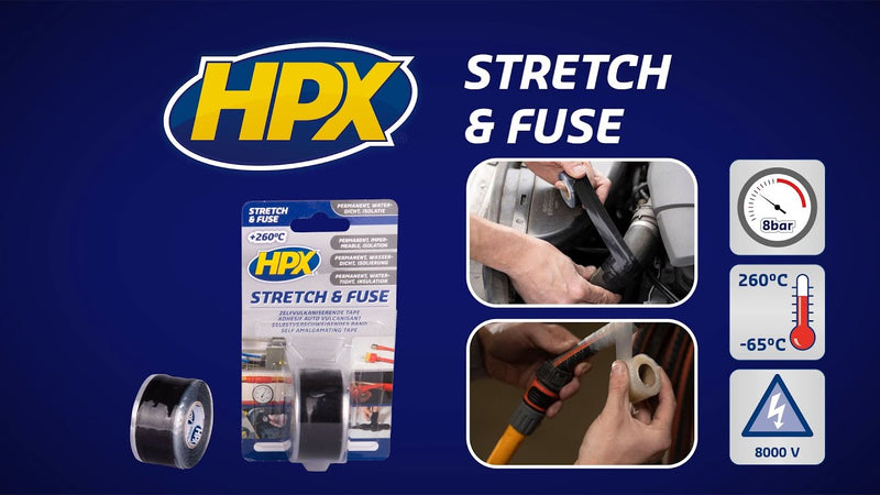 Afbeelding laden in galerijviewer, Hpx producten stretch fuse reparatietape silicone zwart 25mm x 3m