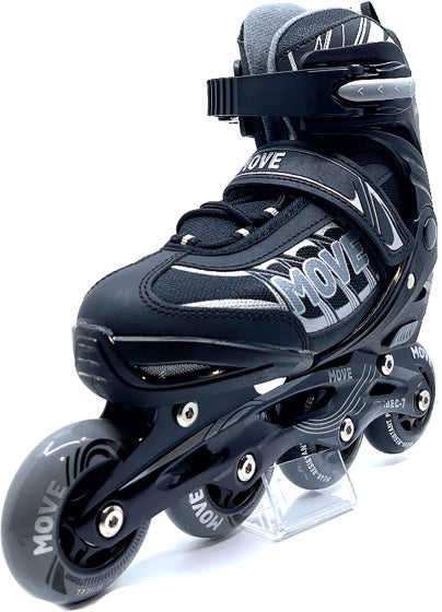 Afbeelding laden in galerijviewer, Move Inline skates Fast semi-softboot verstelbaar zwart maat 38-41
