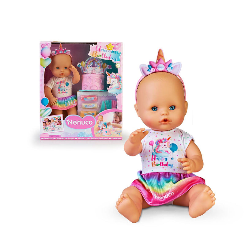Afbeelding laden in galerijviewer, Nenuco unicorn birthday babypop 32cm