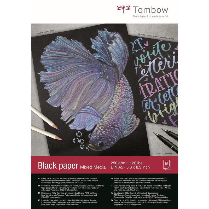 Afbeelding laden in galerijviewer, Tombow • black paper din a5 (14,8 x 21 cm), 15 sheets, 250 g m² (120 lbs), black