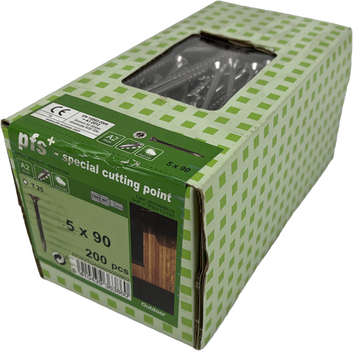 Afbeelding laden in galerijviewer, Pgb-europe pfs+ | rvs spaanplaatschroef pfs+ vzk-t tx25 ø 5,0x90 a2 – 200 stuks – pfwvtga00005000903