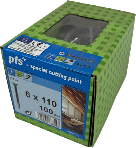 Afbeelding laden in galerijviewer, Pgb-europe pfs+ | spaanplaatschroef pfs+ vzk-t ø 6x110 zn | 100 st - pfwvtg001006001103