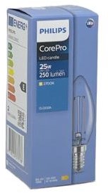 Afbeelding laden in galerijviewer, Philips led kaars e14 2-25w 2700k filament helder - led3713