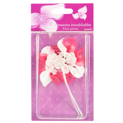 Afbeelding laden in galerijviewer, Decoratiebloem met parels roze 13 cm set van 6 | 24 stuks
