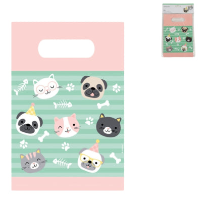 Afbeelding laden in galerijviewer, Amscan hello pets geschenktas hond kat 23.5 cm set van 8 | 20 stuks