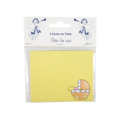 Afbeelding laden in galerijviewer, Tafelkaartjes kinderwagen geel 10 cm 6 stuks | 24 stuks