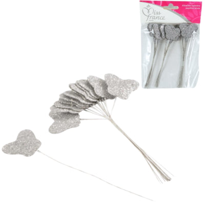Afbeelding laden in galerijviewer, Miss france ballonbinders vlinder met glitter zilverkleurig 13 cm 36 stuks | 24 stuks