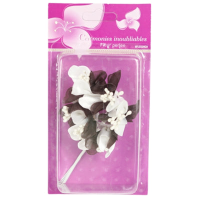 Afbeelding laden in galerijviewer, Decoratiebloem met parels bruin 13 cm set van 6 | 24 stuks