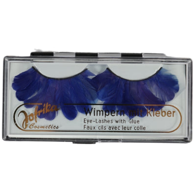Afbeelding laden in galerijviewer, Jofrika cosmetics kunstwimpers veren blauw 9,5 cm b-keus ve500 | 50 stuks