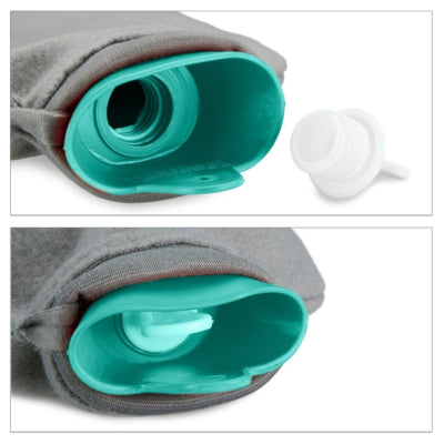 Afbeelding laden in galerijviewer, Relaxdays warmwater kruik met hoes turquoise grijs 1,5 l | 12 stuks
