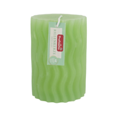 Afbeelding laden in galerijviewer, Profissimo (r) stompkaars met groeven groen 6,8 x 10 cm | 12 stuks