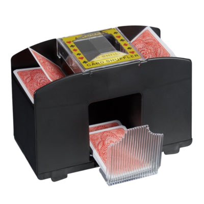 Afbeelding laden in galerijviewer, Relaxdays kaartenschudmachine op batterij zwart 4 decks | 6 stuks