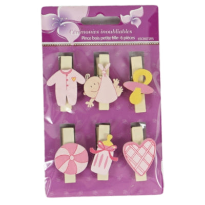 Afbeelding laden in galerijviewer, Houten knijper baby roze 4 assorti set van 6 | 48 stuks