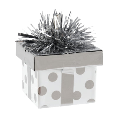 Afbeelding laden in galerijviewer, Amscan ballongewicht cadeau zilverkleurig 8 cm | 24 stuks