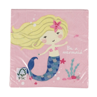 Afbeelding laden in galerijviewer, Amscan servetten be a mermaid 25 x 25 cm 3-laags roze 20 stuks | 24 stuks