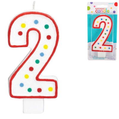 Afbeelding laden in galerijviewer, Amscan taartkaars cijfer 2 wit 13 cm | 24 stuks