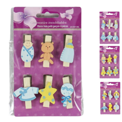 Afbeelding laden in galerijviewer, Houten knijper baby blauw 4 assorti set van 6 | 48 stuks