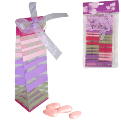 Afbeelding laden in galerijviewer, Geschenktas gestreept paars 15 cm 6 stuks | 24 stuks