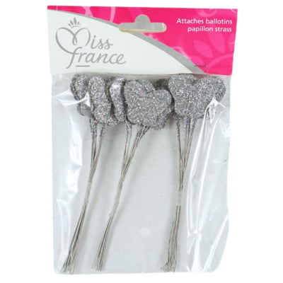 Afbeelding laden in galerijviewer, Miss france ballonbinders vlinder met glitter zilverkleurig 13 cm 36 stuks | 24 stuks