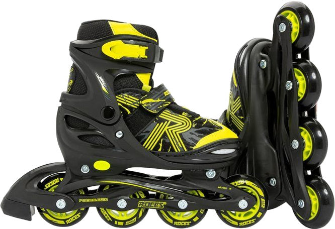 Afbeelding laden in galerijviewer, Roces Inline skates Jokey 3.0 softboot 82A zwart geel maat 30-33