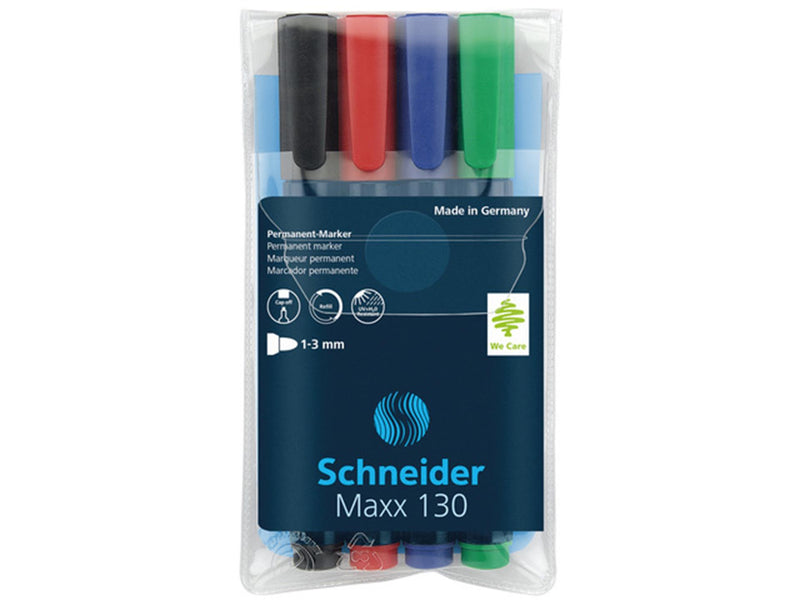 Afbeelding laden in galerijviewer, Schneider maxx 130 permanentmarker ronde punt 1-3mm etui a 4 stuks