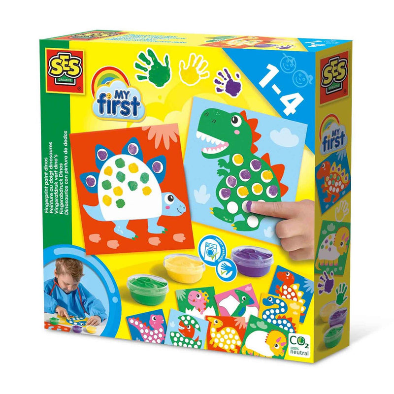 Afbeelding laden in galerijviewer, Ses my first - vingerafdruk verf dino's