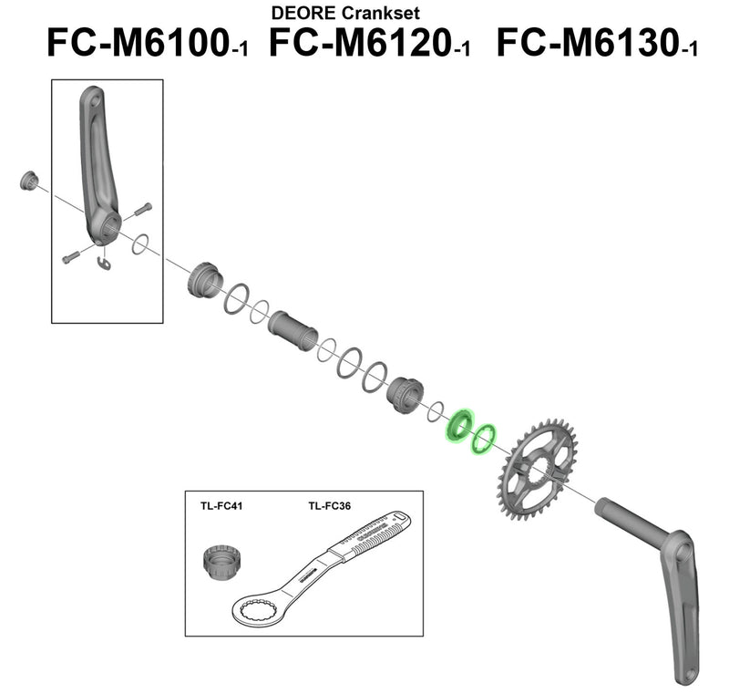 Afbeelding laden in galerijviewer, Shimano lockring for fc-m6100-1