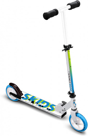 Afbeelding laden in galerijviewer, Skids control 2-wiel Kinderstep Opvouwbaar Voetrem Wit Blauw