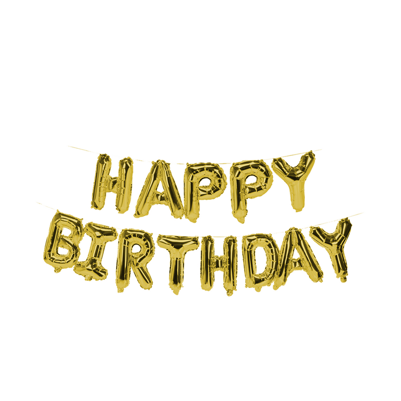 Afbeelding laden in galerijviewer, Slinger ballon folie happy birthday goud 40cm