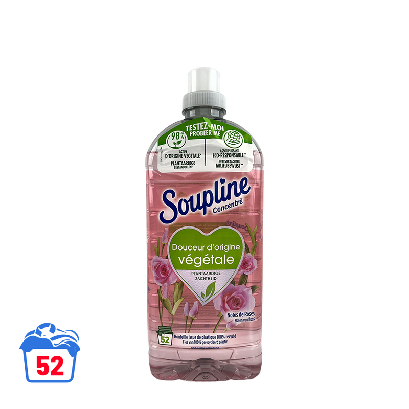 Afbeelding laden in galerijviewer, Soupline wasverzachter plantaardige zachtheid noten van roos 1300ml