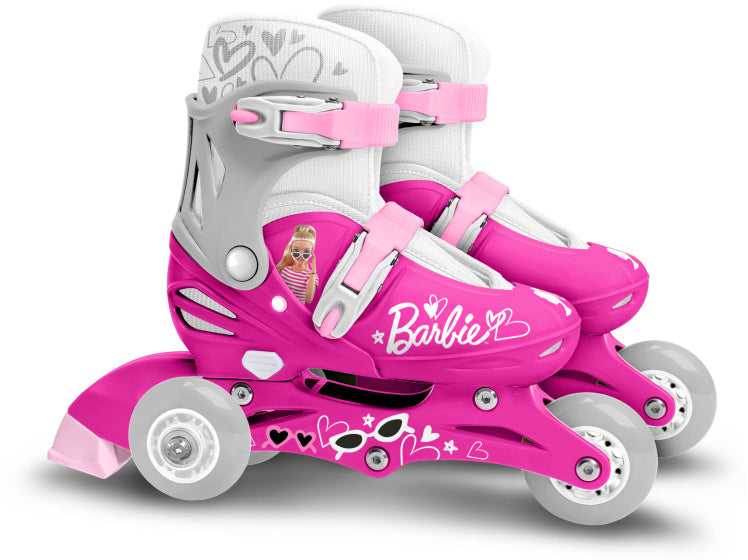 Afbeelding laden in galerijviewer, Mattel barbie 2-in-1 skates hardboot verstelbaar roze wit maat 27-30