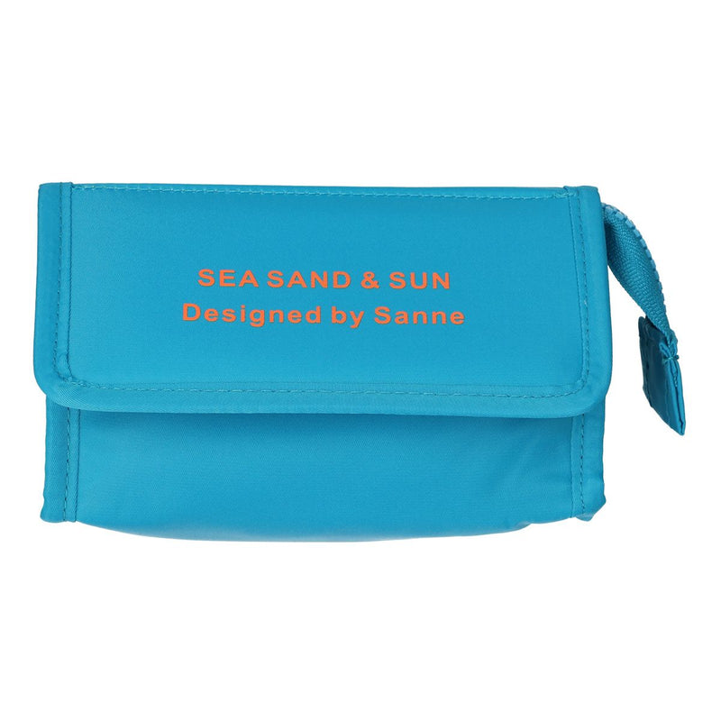 Afbeelding laden in galerijviewer, Traveller spiegeltas sea, sand sun blauw oranje 16.5cm x 11cm