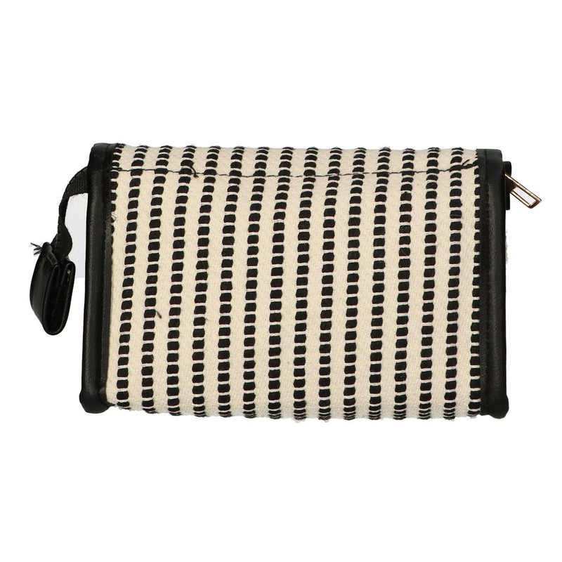 Afbeelding laden in galerijviewer, Traveller spiegeltas stripe zwart creme 16.5x11cm