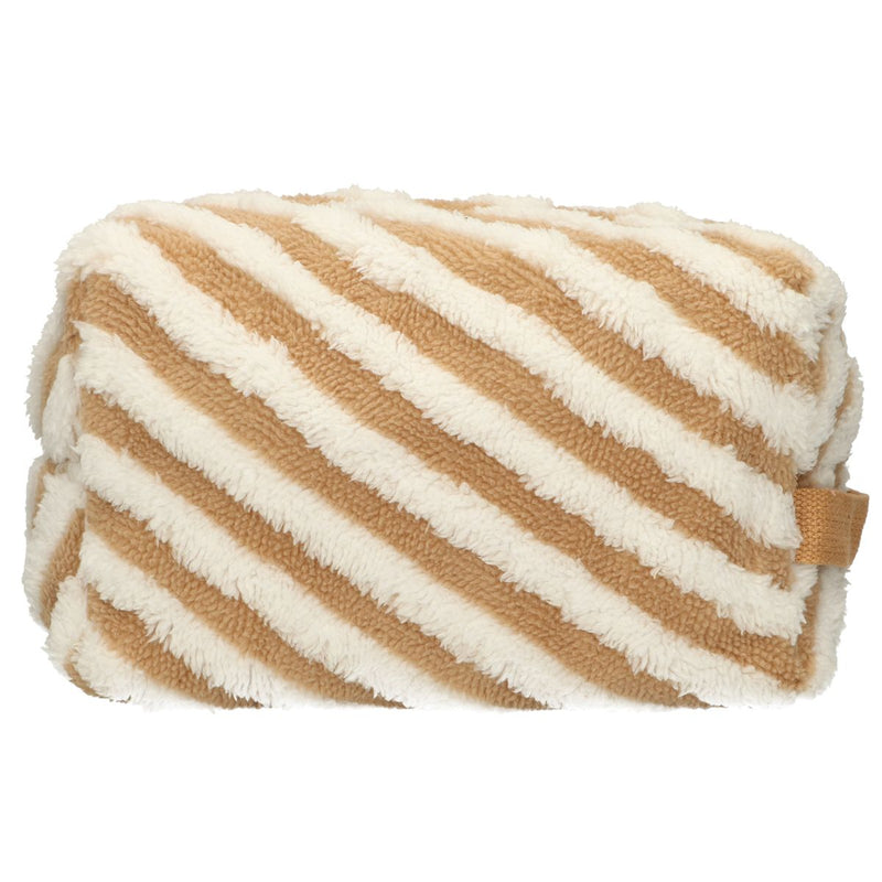 Afbeelding laden in galerijviewer, Traveller toilettas badstof stripe bruin 23cm x 13cm