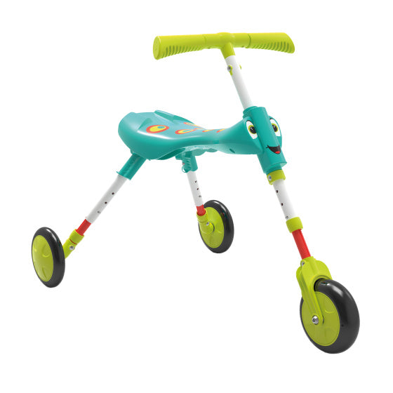 Afbeelding laden in galerijviewer, The bugs scuttlebug xl splodge loopfiets met 3 wielen junior turquoise groen