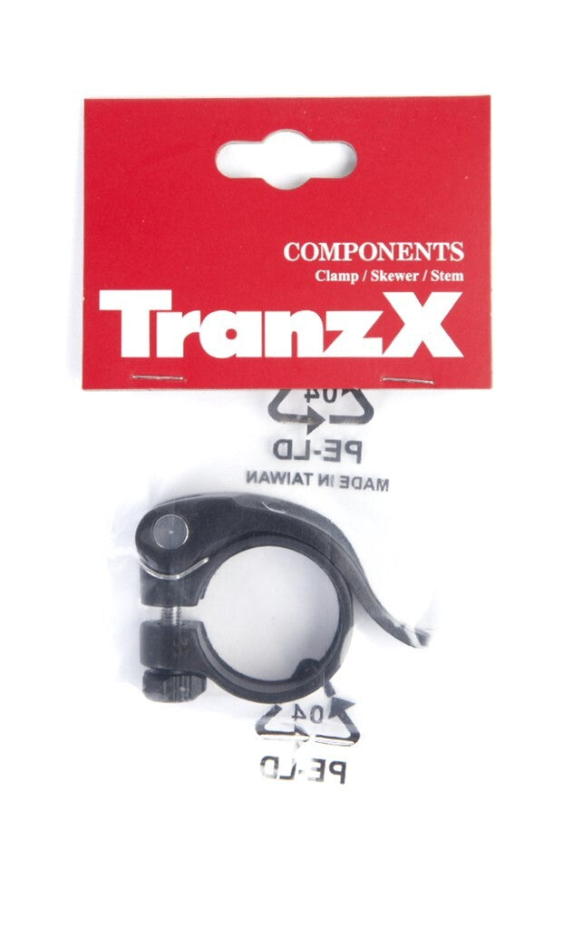 Afbeelding laden in galerijviewer, Tranzx zadelpenklem met snelspanner 31.8ø zwart op kaart
