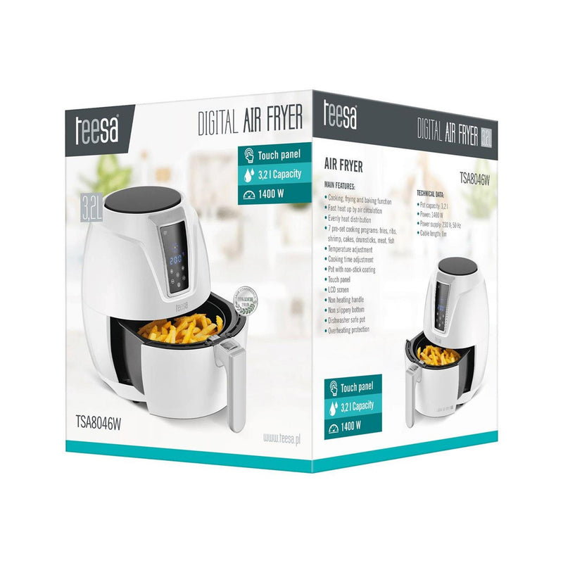 Afbeelding laden in galerijviewer, Teesa digitale air fryer heteluchtfriteuse 1400 watt 3,2l wit