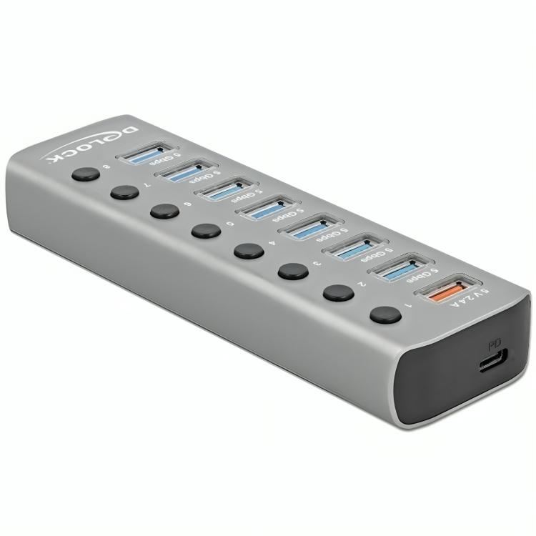 Afbeelding laden in galerijviewer, Delock usb 3.2 gen 1 hub met 7 poorten usb-hub (grijs)