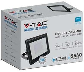 Afbeelding laden in galerijviewer, V-tac led bouwlamp 30w 6500k zwart + kabelinvoer - 9332125