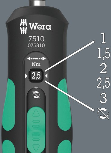 Afbeelding laden in galerijviewer, Wera 7510 kraftform safe-torque speed draaimomentschroevendraaier, 1-3 nm, 1 4 x 1,0 nm x 1,5 nm x 2,0 nm x 2,5 nm x 3,0 nm x 147.5 mm - 05075810001