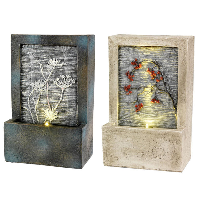 Afbeelding laden in galerijviewer, Lumineo led poly fontein met bloem (binnen of buiten) 9.5x15x23cm