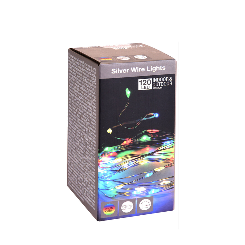 Afbeelding laden in galerijviewer, Zilverdraad led multicolor 120 leds 1190cm