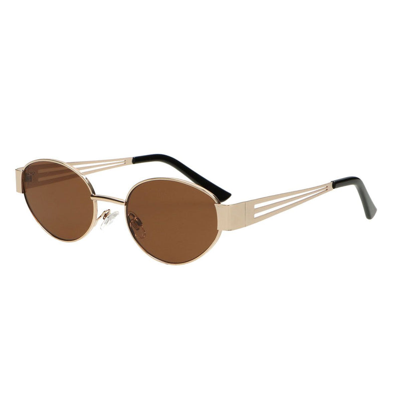Afbeelding laden in galerijviewer, Spectrum zonnebril retro oval metaal bruin glas