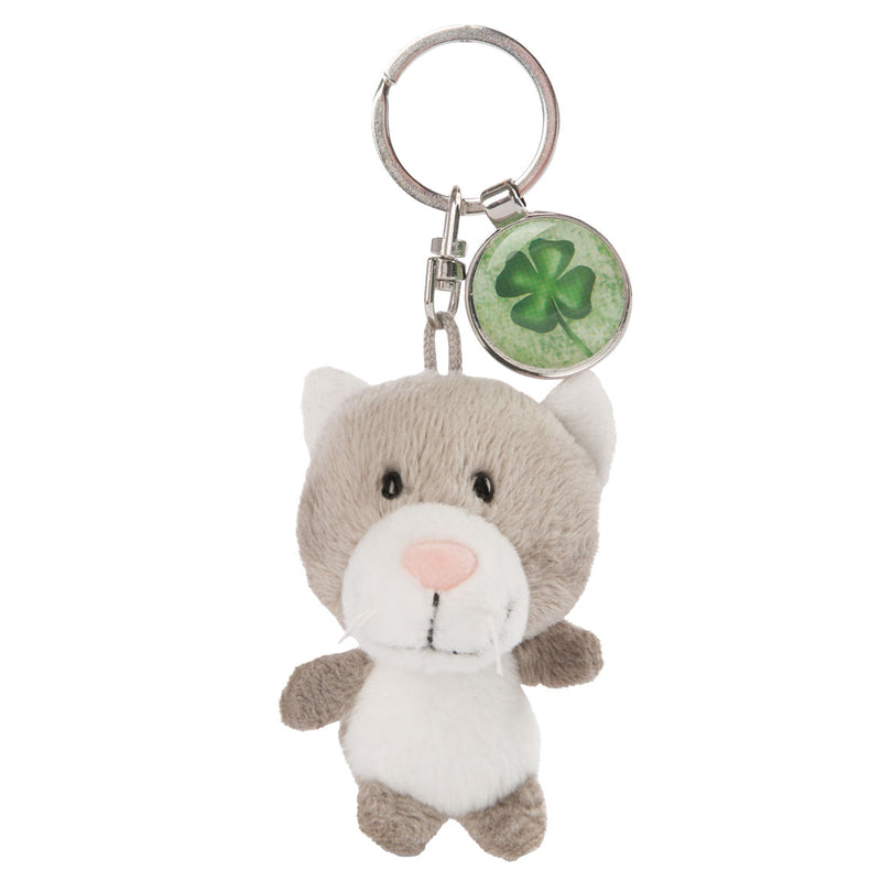 Afbeelding laden in galerijviewer, Nici Pluchen Sleutelhanger Kat met Klaverblad, 7cm