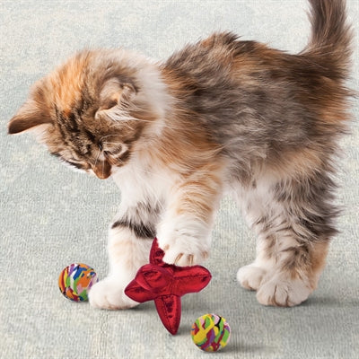 Afbeelding laden in galerijviewer, Kong Cat active jacks stuiterbal multipack met catnip rood