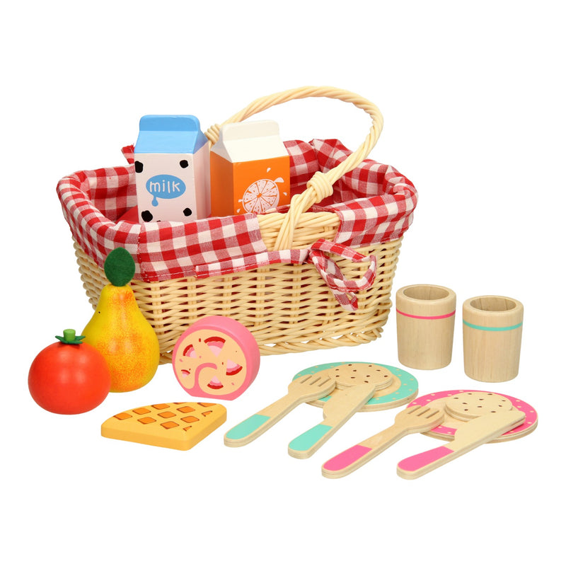 Afbeelding laden in galerijviewer, Pic Houten Picknickset in Draagmand
