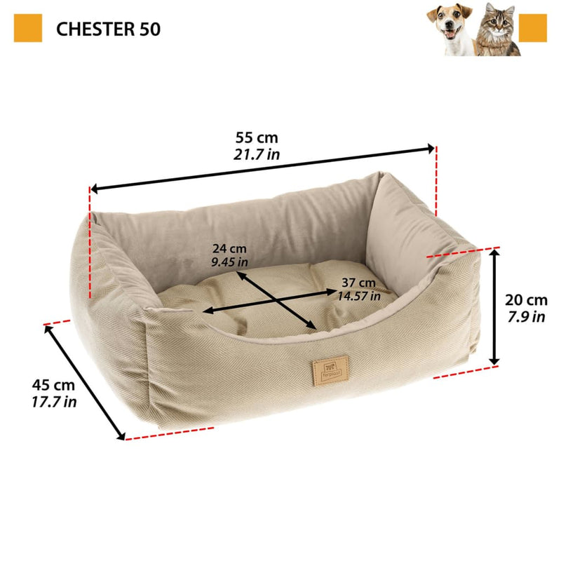 Afbeelding laden in galerijviewer, Ferplast Hondenen kattenbed Chester 50 beige