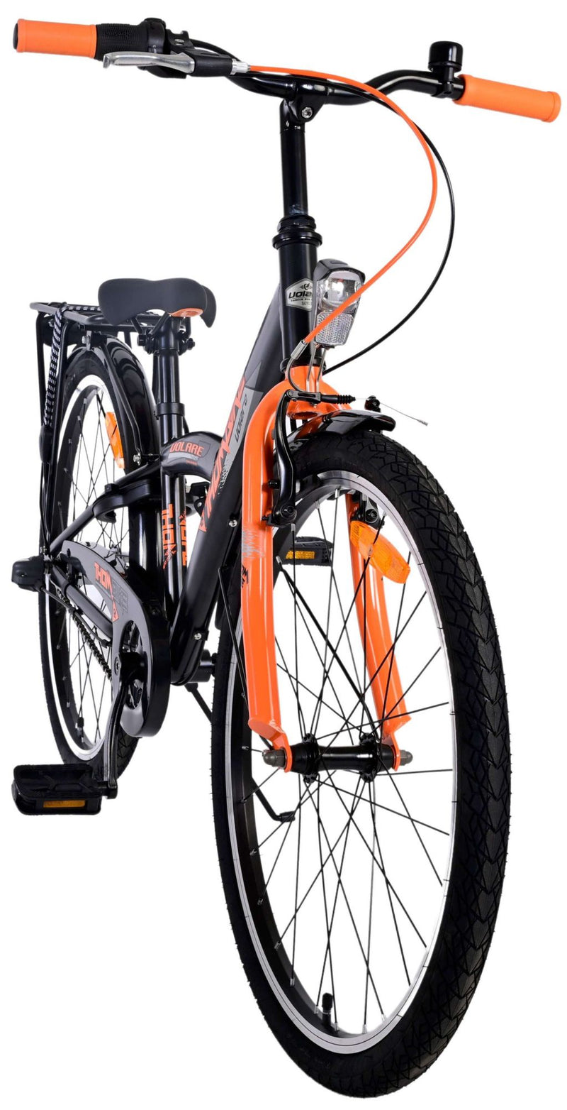 Afbeelding laden in galerijviewer, Volare Thombike Kinderfiets Jongens 24 inch Zwart Oranje 3 versnellingen
