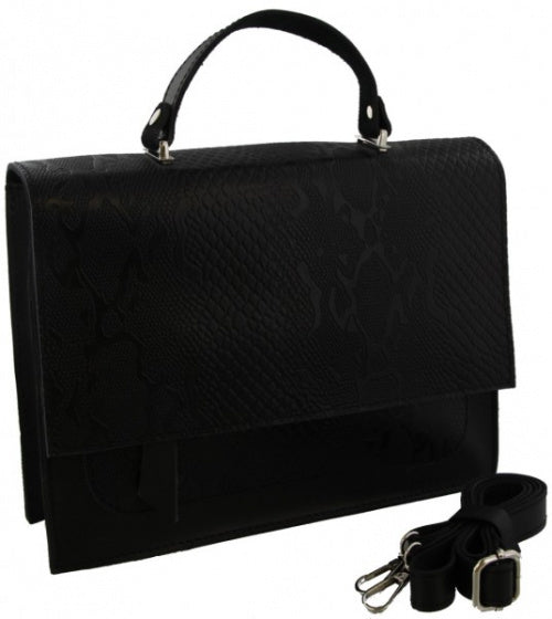 Afbeelding laden in galerijviewer, Mh bijoux Schoudertas dames 28 x 21 x 5 cm leer zwart 2-delig