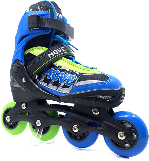 Afbeelding laden in galerijviewer, Move Inline skates Fast semi-softboot verstelbaar blauw groen maat 34-37